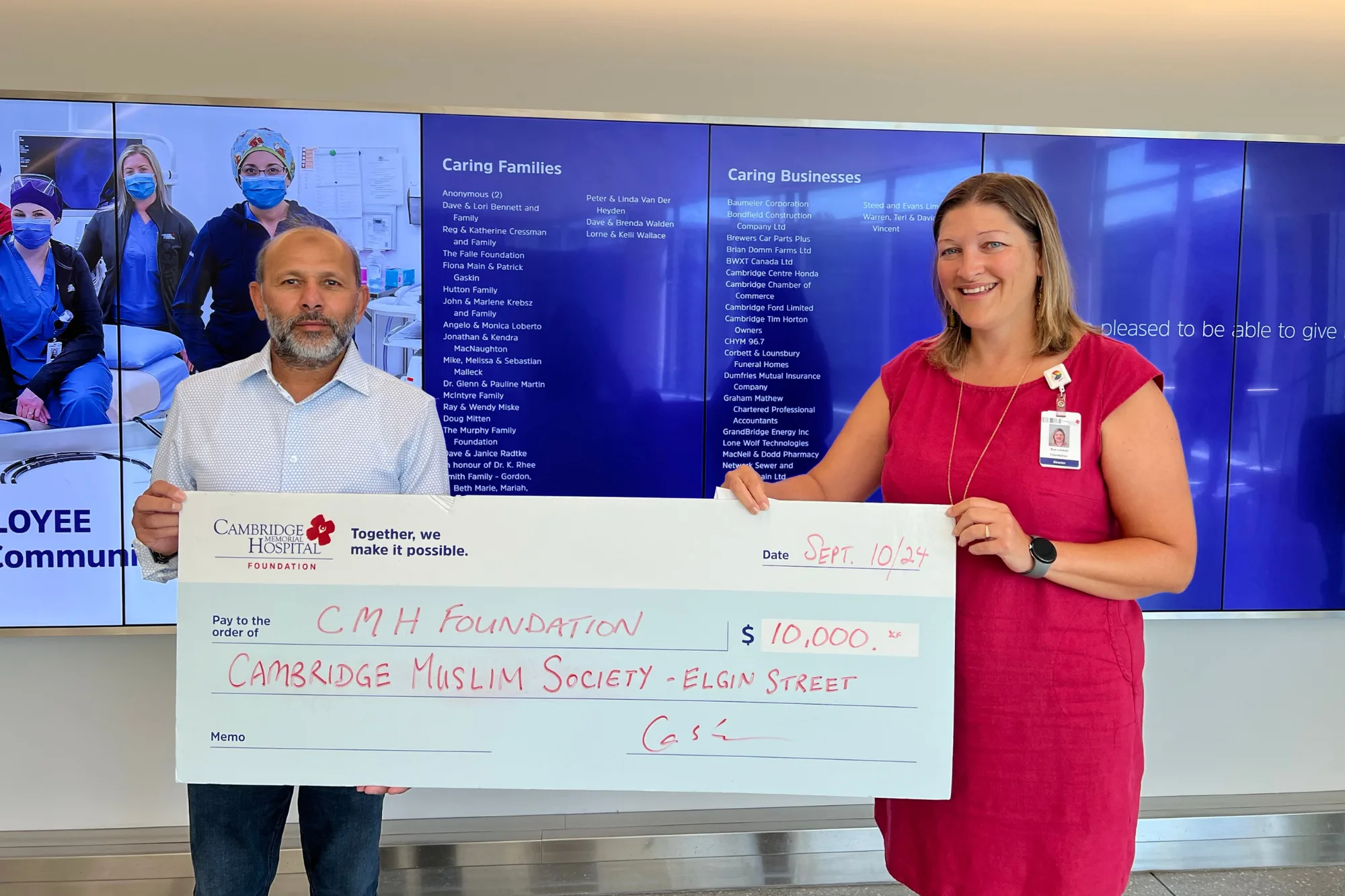 Cambridge Muslim Society's donation to CMH in 2024