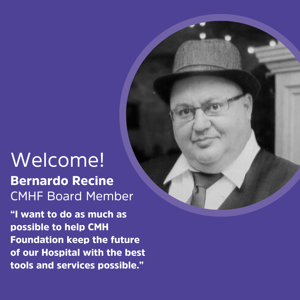 Welcome new board member, Bernardo Recine