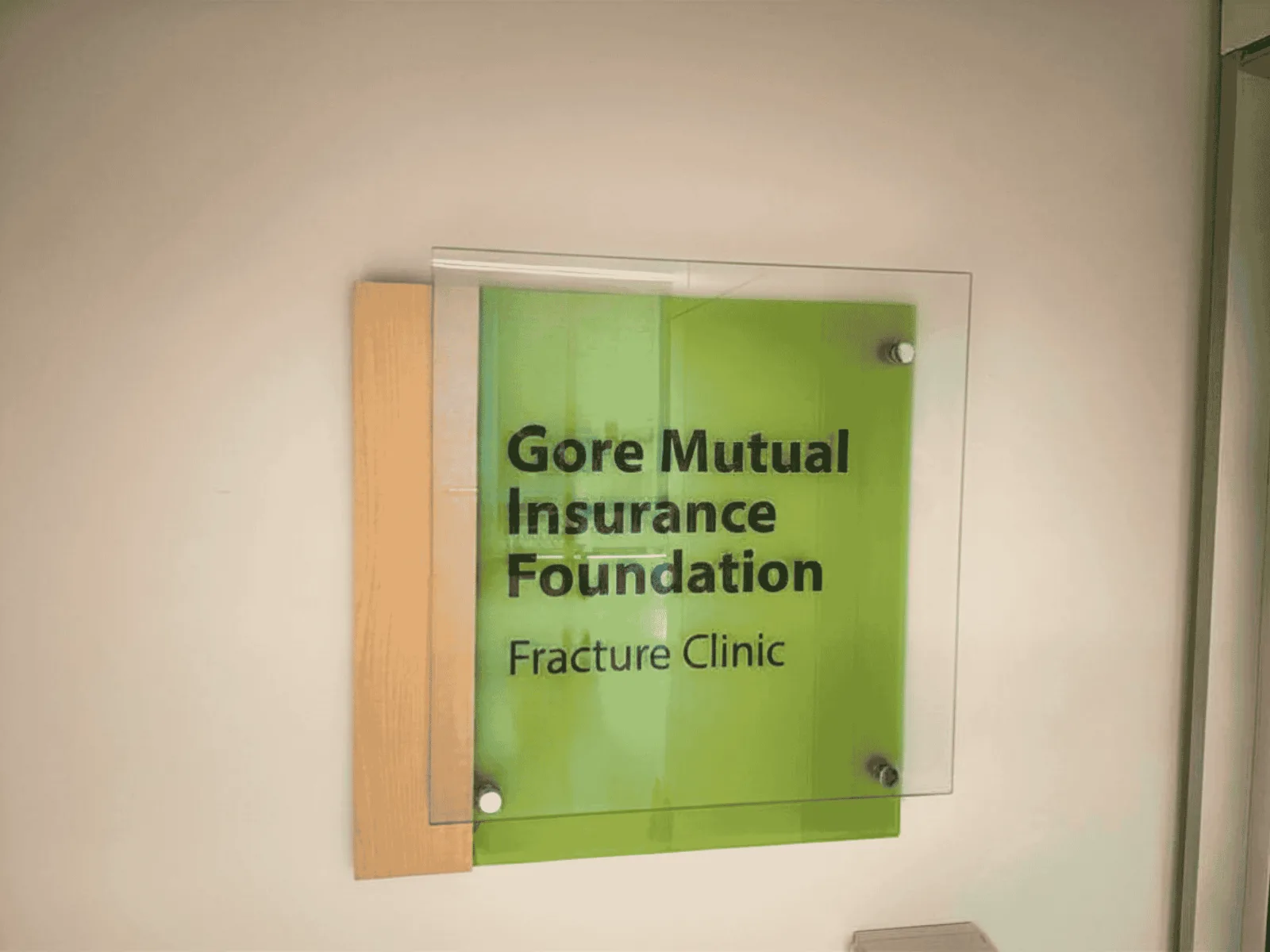Gore Mutual Insurance Foundation Plaque at the CMH Fracture Clinic